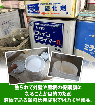 液体である塗料は完成形ではなく半製品