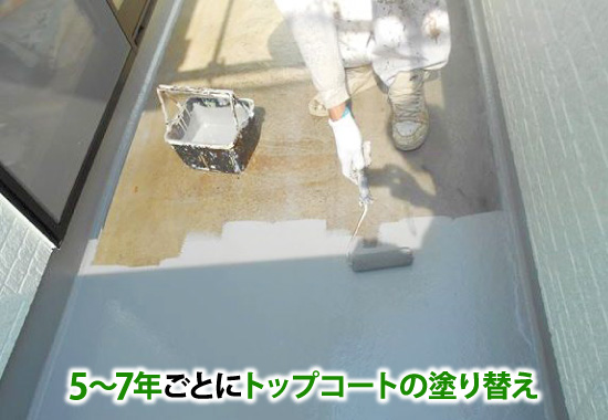 5~7年ごとのトップコートの塗り替え