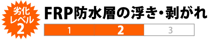 劣化レベル2:FPR防水層の浮き・剥がれ