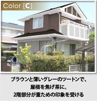 ブラウンと薄いグレーのツートンのCパターン